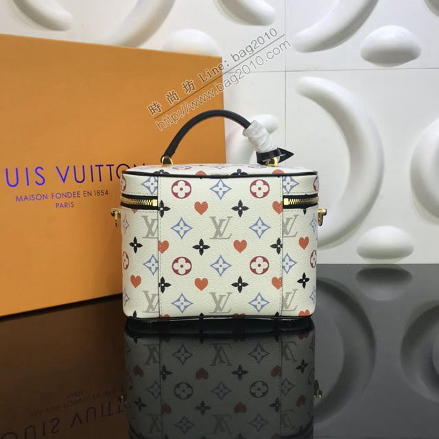 路易威登LV化妝包 M45163白彩撲克系列 VANITY中號手袋 lv新款手提化妝包 lv鏈條斜挎包  ydh3776